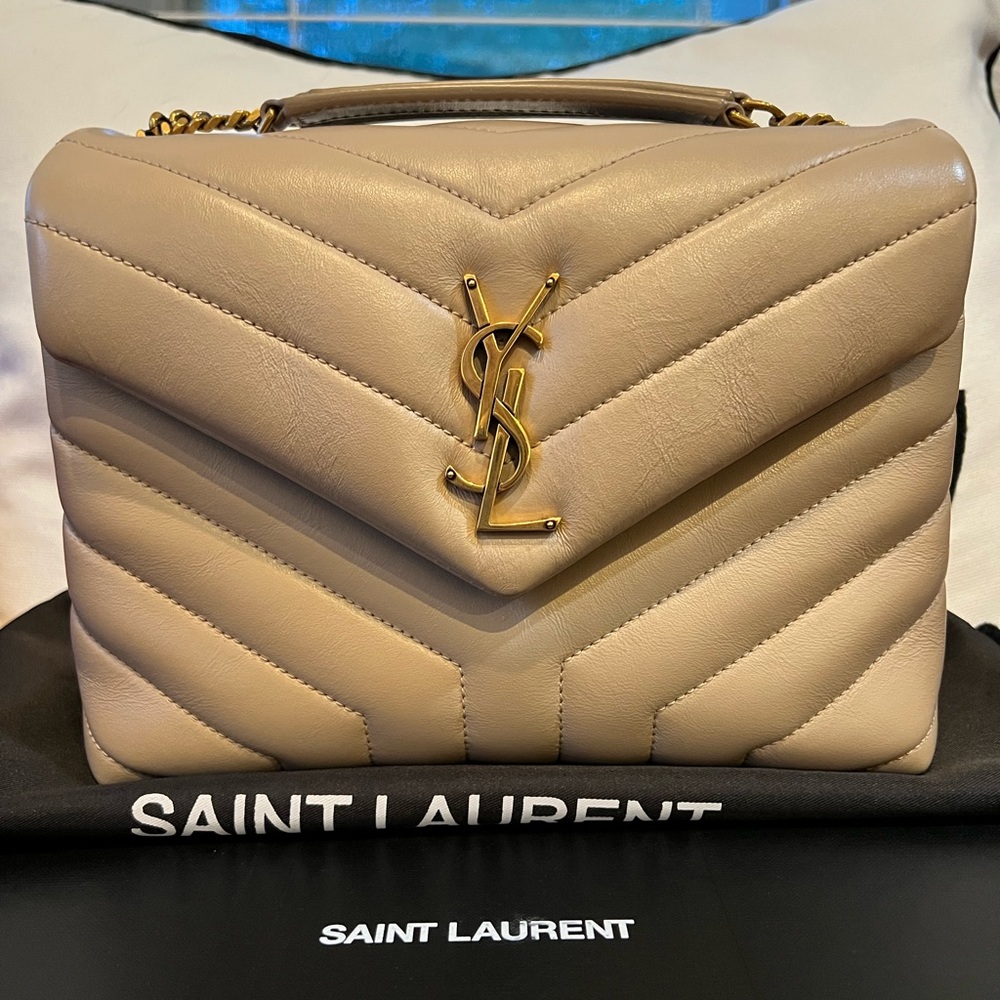 SOLD- Saint Laurent Small Loulou Dark Beige - Picture 3 of 15